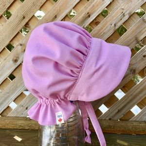 Pioneer Style Pure Cotton Bonnet, Lilac Pink Handmade
